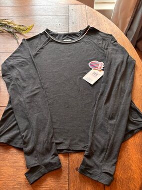 K-Swiss Black Crewneck Athletic Top with Branded Badge